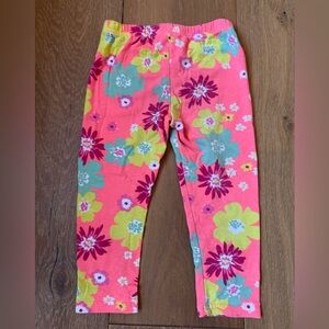 Swiggles flower leggings for spring with yellow teal flowers size 2T